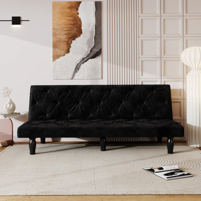 Évolution du canapé au lit: canapé-lit en velours noir de 66 pouces, transformation sans effort pour une vie polyvalente et confortable