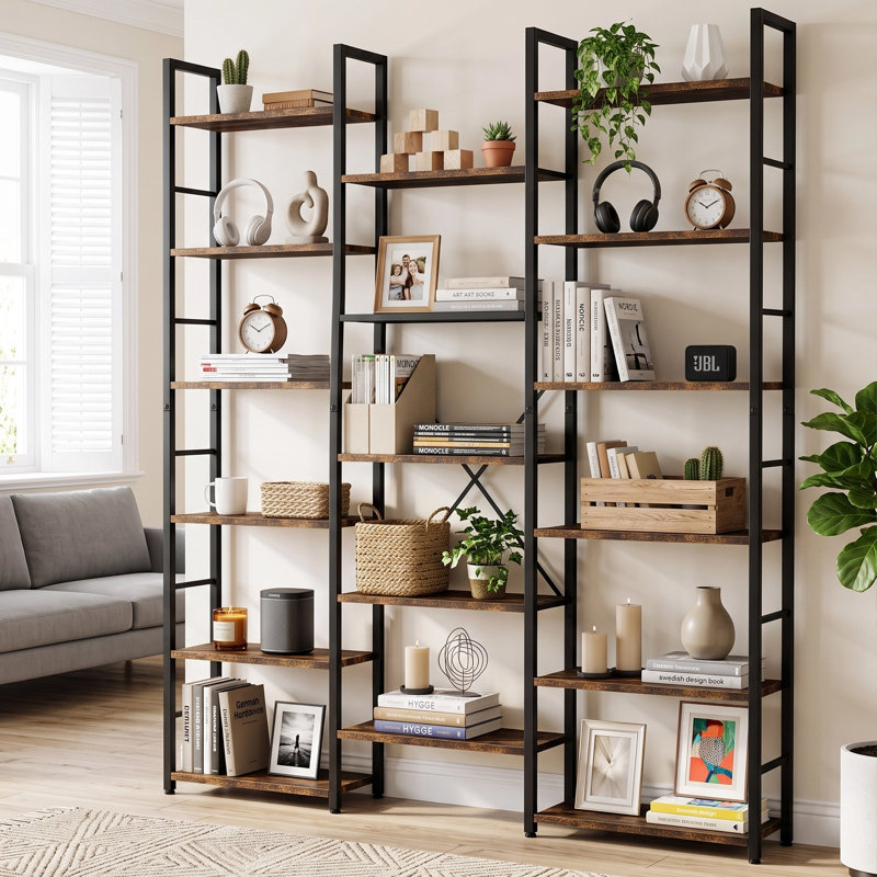 Bibliothèque étagère triple à 6 niveaux