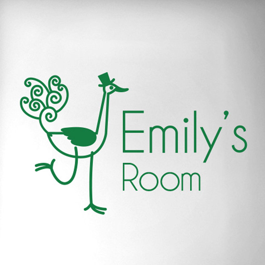 Personalised Ostrich Door Room Wall Sticker
