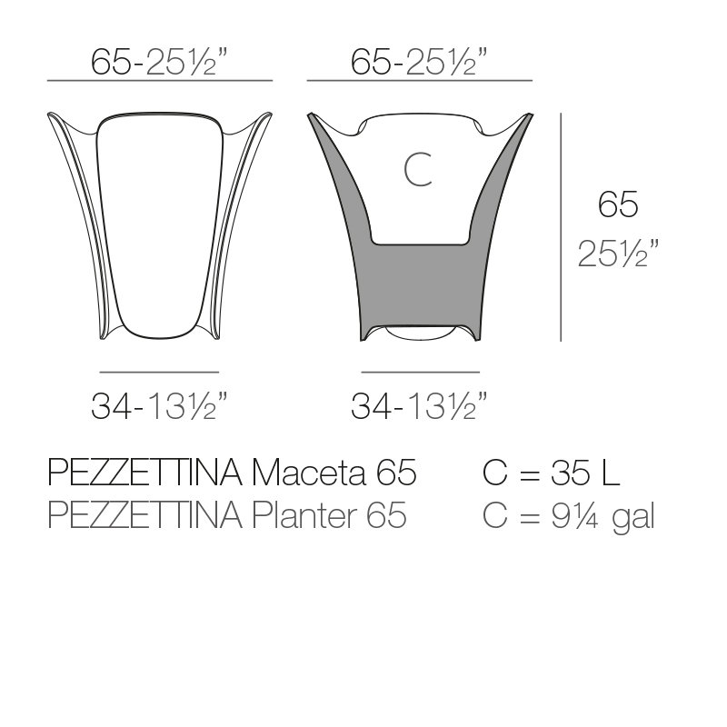 Pezzettina Resin Pot Planter, Anthracite, 25.5" H x 25.5" W x 25.5" D