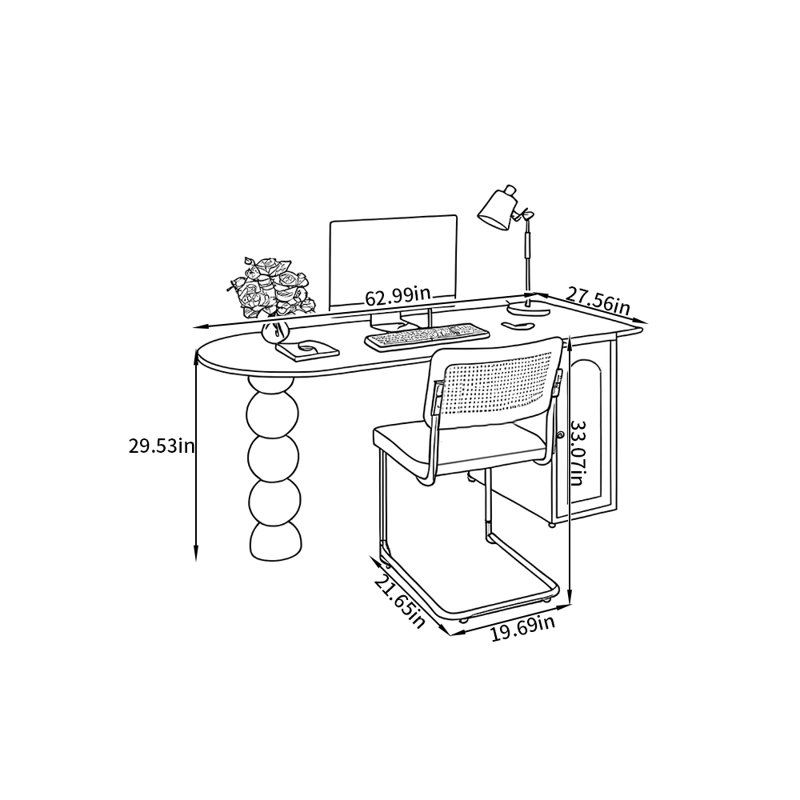 Ensemble de bureau et de chaise de style français clair, Vert/blanc