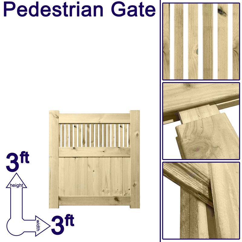 Sacha Pressure Treated (Tanalised) Wood Gate, 90cm H x 90cm W x 4.5cm D