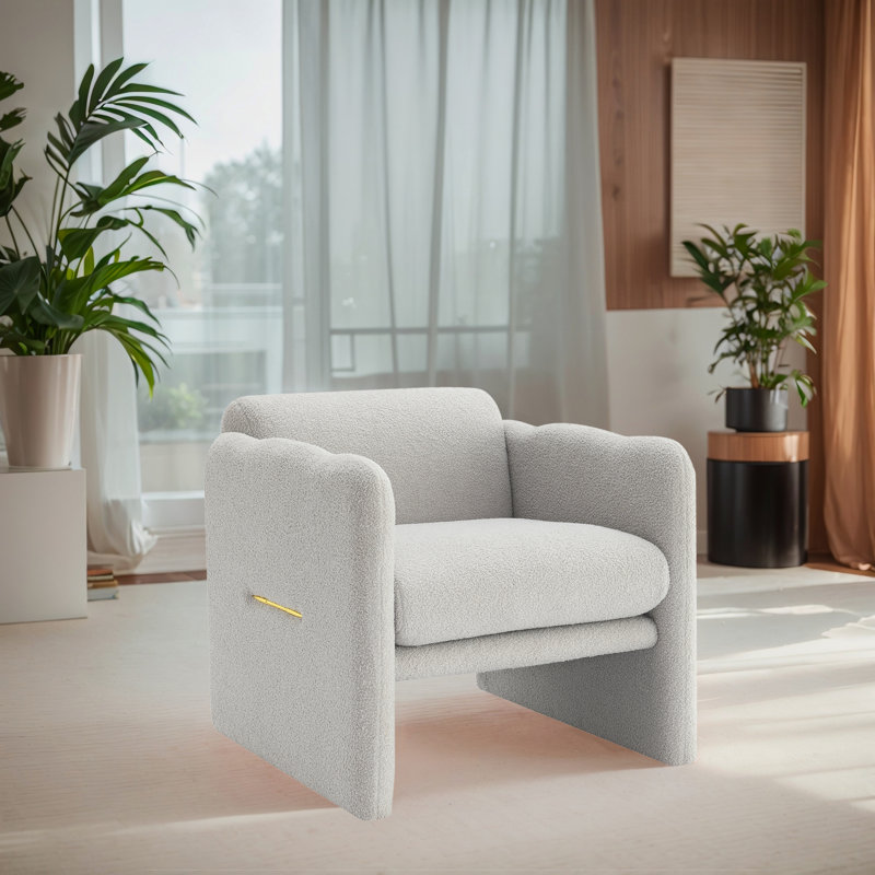 Fauteuil d'appoint 28,24 "Waved Arms, Polyester gris clair