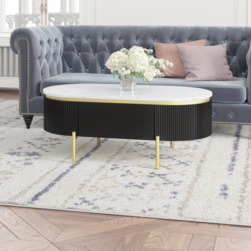 Bembry Single Coffee Table, Dark Walnut/Gold