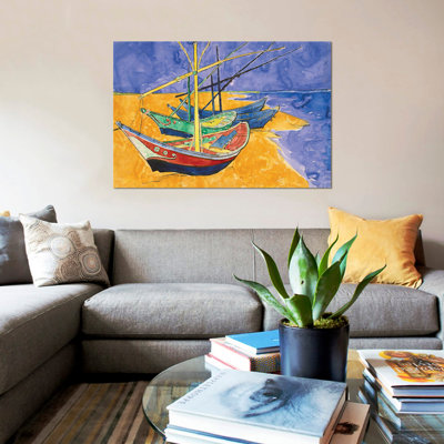 « fishing bateaus on the beach » par vincent van gogh, reproduction d’impression sur toile