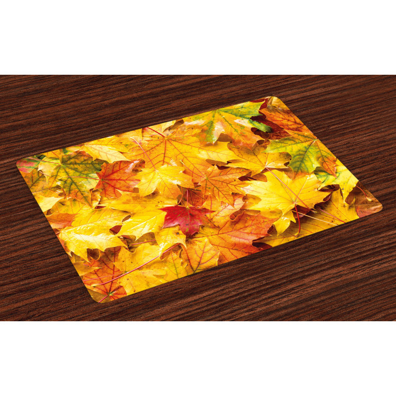 Zackary Fall Wet Maple Leaves Nature Placemat
