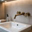 Robinet de lavabo de salle de bain mural en laiton massif bronze avec deux poignées en croix