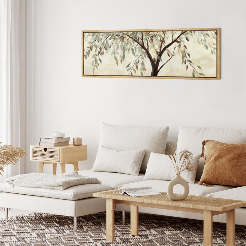 «Tree Green Leaves», impression sur toile encadrée surdimensionnée, H 20 po x l 60 po, Naturel