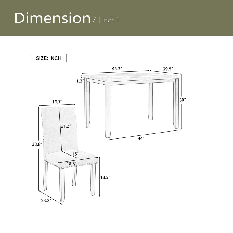 Table de salle à manger 5 pièces en faux marbre avec 4 coussins épais, Beige