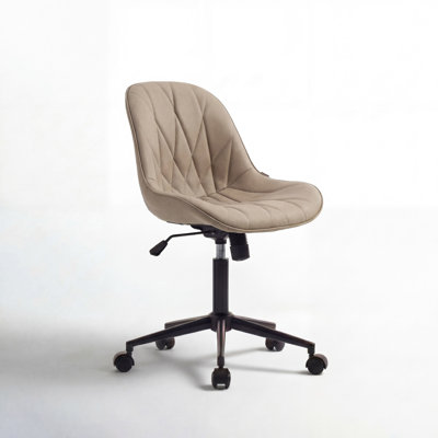 Darlaine Armless Swivel Office Chair Faux Leather Upholstered Waterproof Desk Chair Ergonomic Adjustable Computer Chair