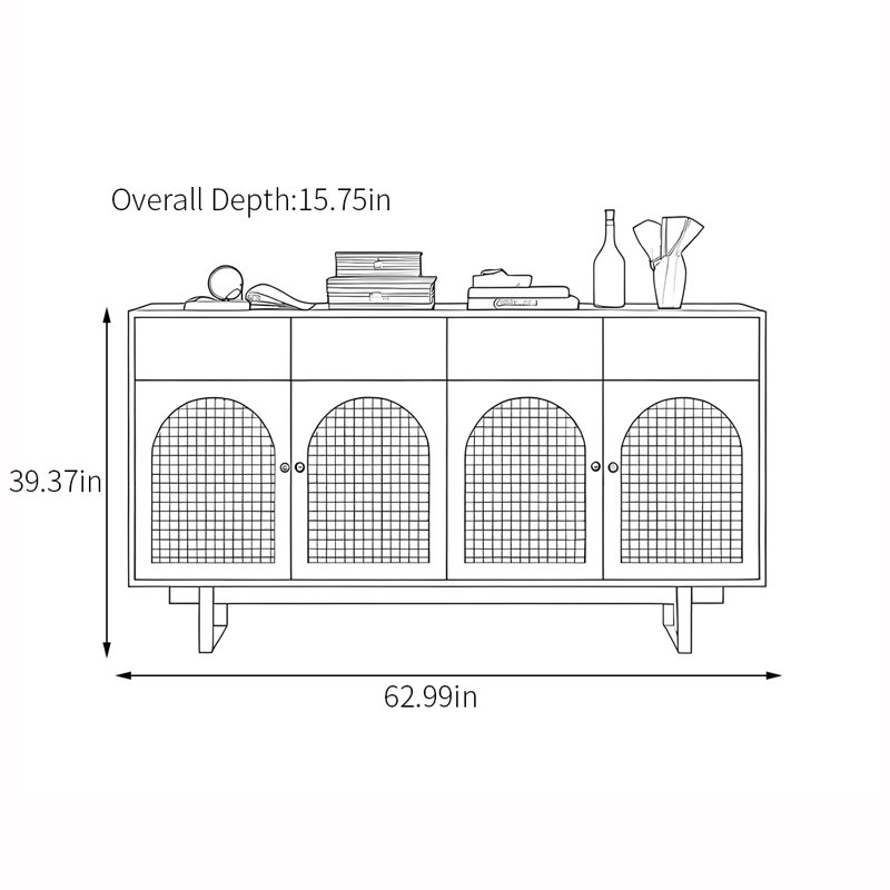 Modern simple multi-functional sideboard, Brown