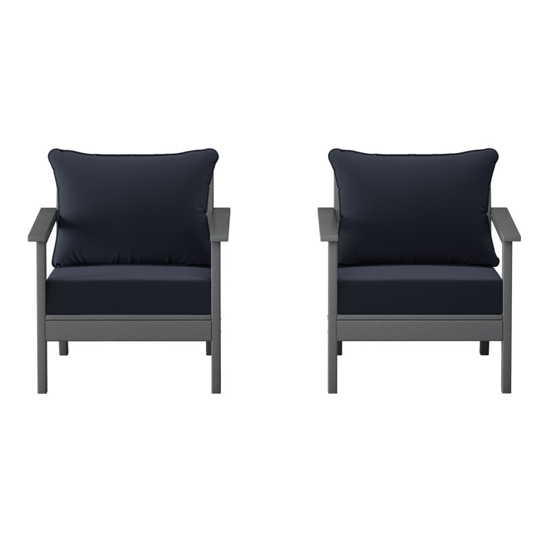 Chaise profonde avec coussins (ensemble de 2), Marine, Gris