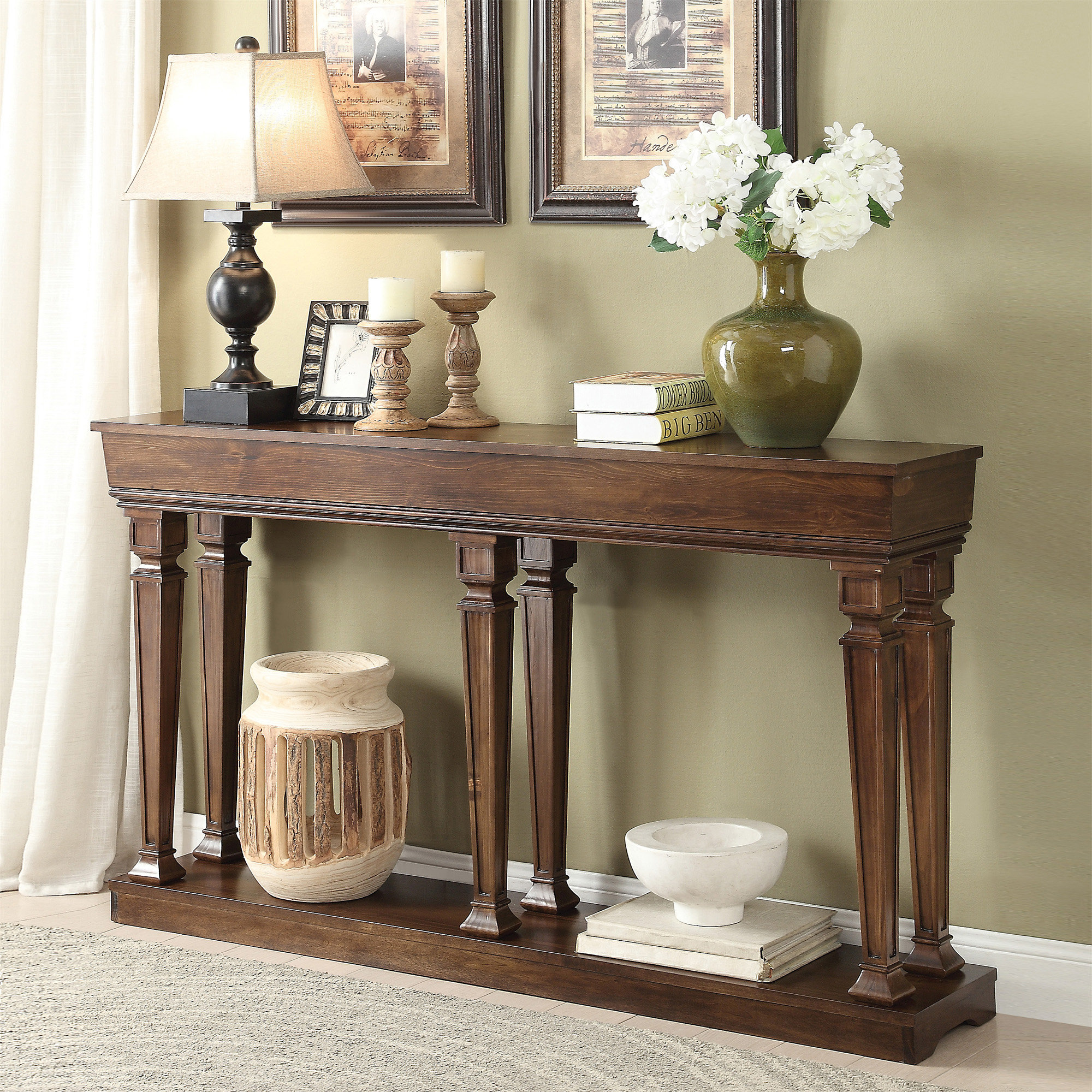 Alcott Hill Oak Console Table With Bottom Shelf - Wayfair Canada