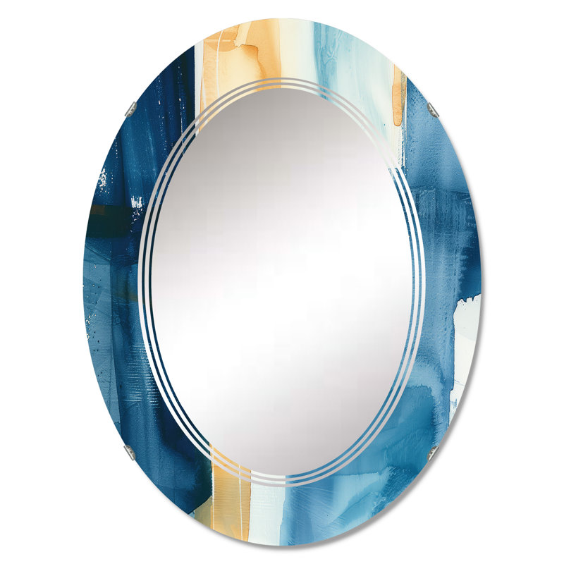 Indigo Panel IV - Modern Mirror, 20" W x 30" H