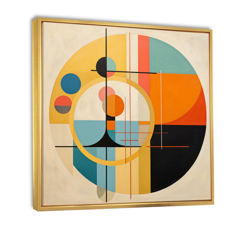 «Odyssey Midcentury Retro Abstract Geometrics», reproduction sur toile, H 30 po x l 30 po x P 1 po, Cadre flottant doré