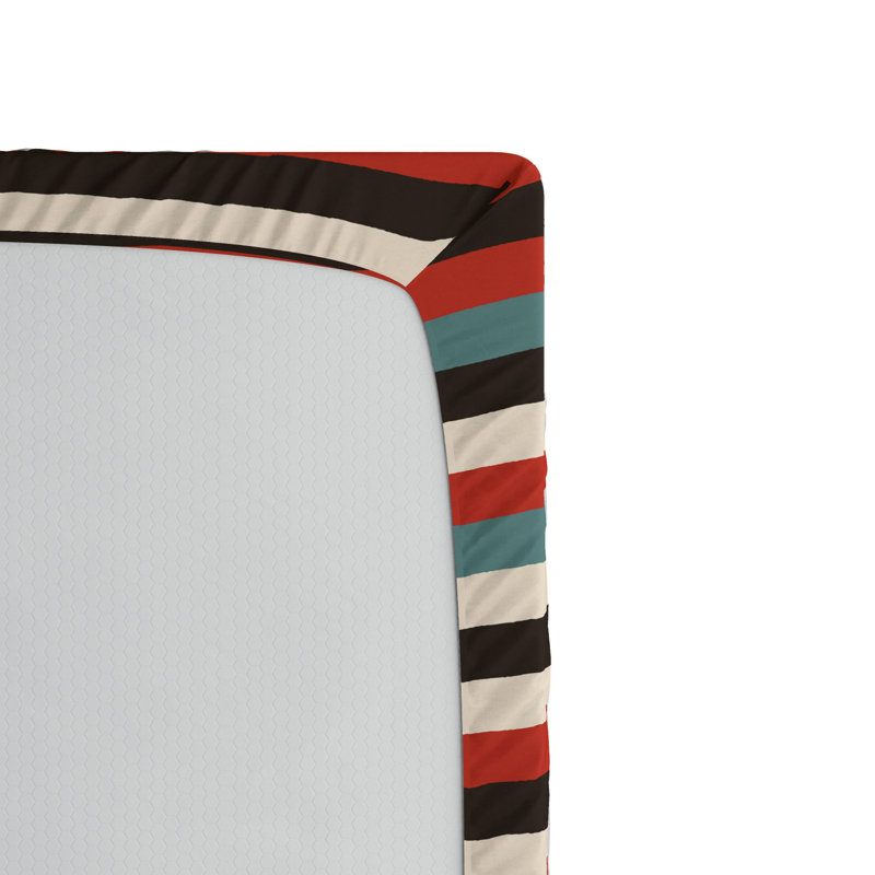 Microfiber Striped Fitted Sheet, Queen Fitted Sheet, Red Striped