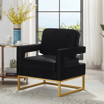 Chaise d'appoint de style moderne avec base en métal doré