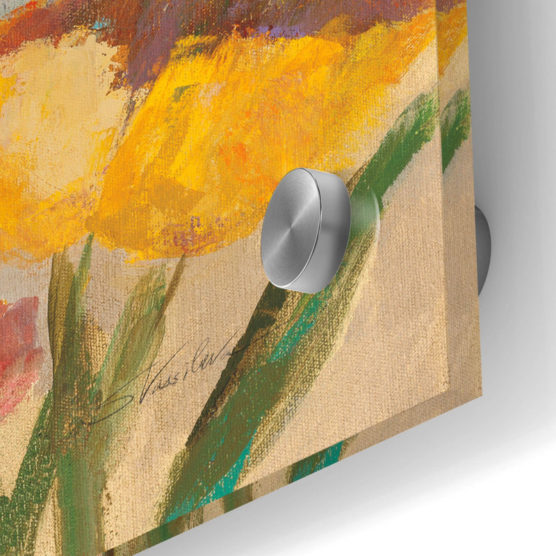 Art mural en verre épique «Garden Hues 2» par Silvia Vassileva, 24 po x 24 po, H 24 po x l 24 po
