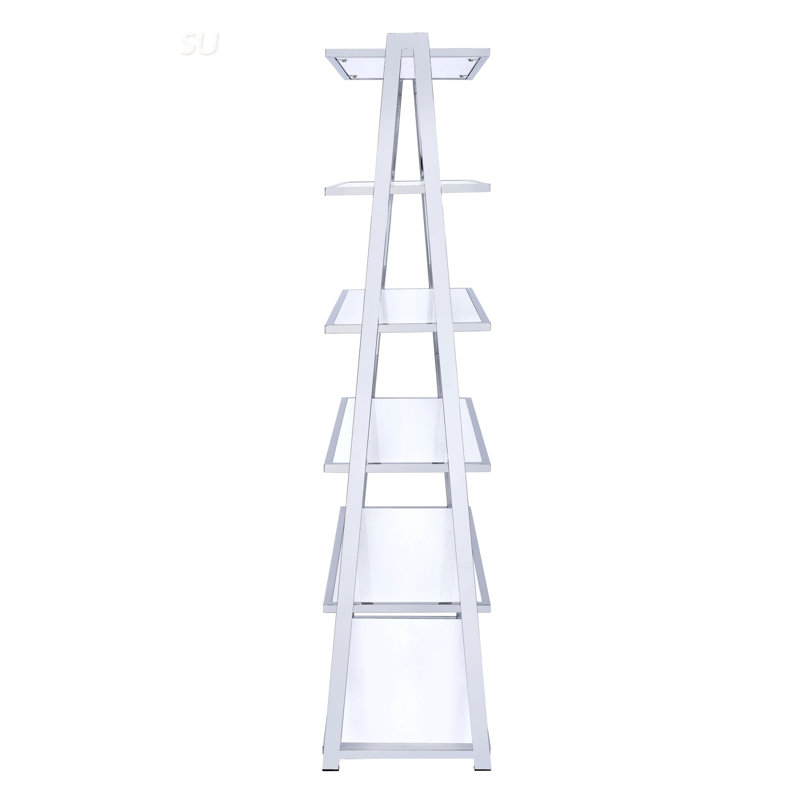 Modern Chrome Bookshelf With 6 High Gloss Shelves For Stylish And Functional Storage In Any Room