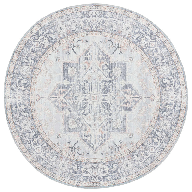 Raydel Performance Machine Washable Oriental Rug, Round 6'