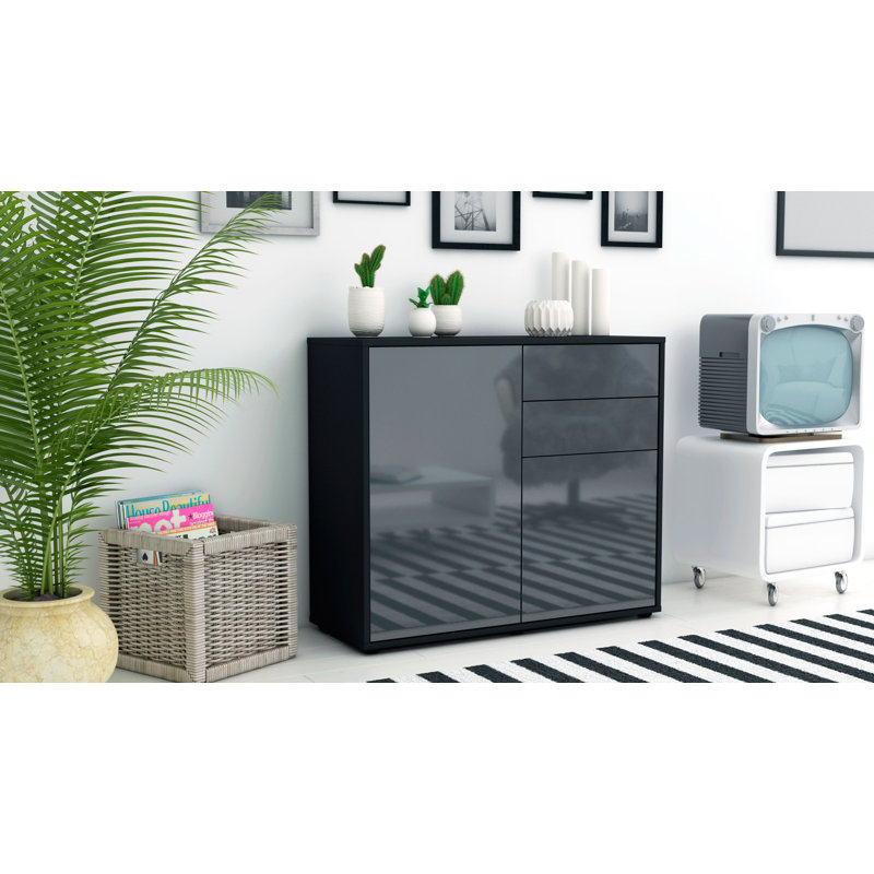 Princeton 92cm Sideboard, Anthracite/High-gloss grey