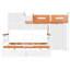 Lit superposé simple au-dessus d'un lit double avec rangement et tablettes lumineuses, blanc et orange, pour la chambre des adolescents