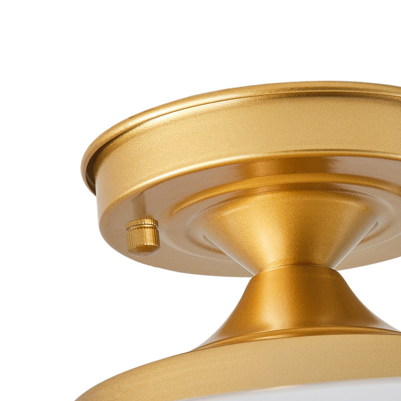 Plafonnier rond 1 lumière en fer blanc laiteux à intensité variable