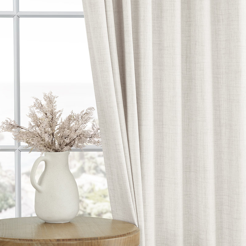 Birglinde Faux Linen Textured Thermal 100% Blackout Curtains for Bedroom Living Room Rod Pocket/Ring Clips (Set of 2)