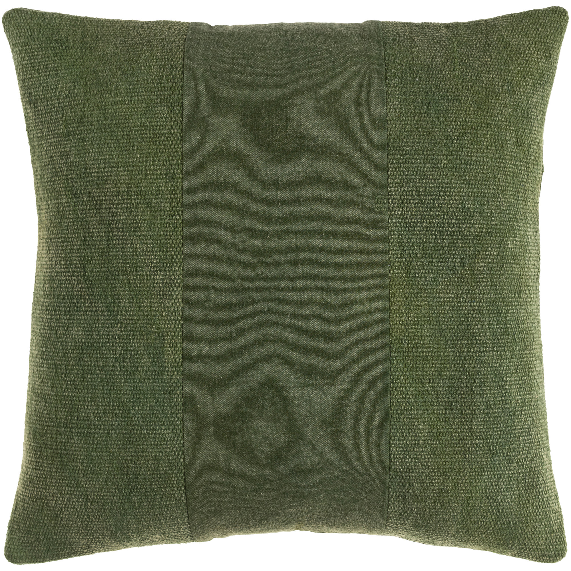 Dunbar Cotton Throw Pillow, Down Fill, 20" x 20", Dark Green