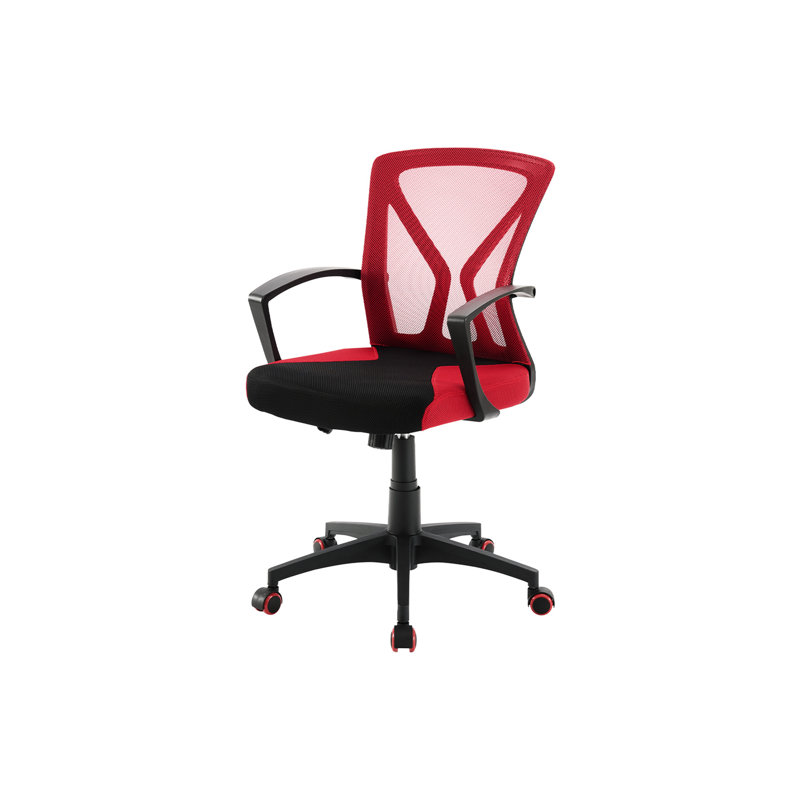 Ergonomic Swivel Office Chair With Red Mesh And Black Accents, Customizable Height For Work Mesh, Swivel, Desk Gaming Sessions