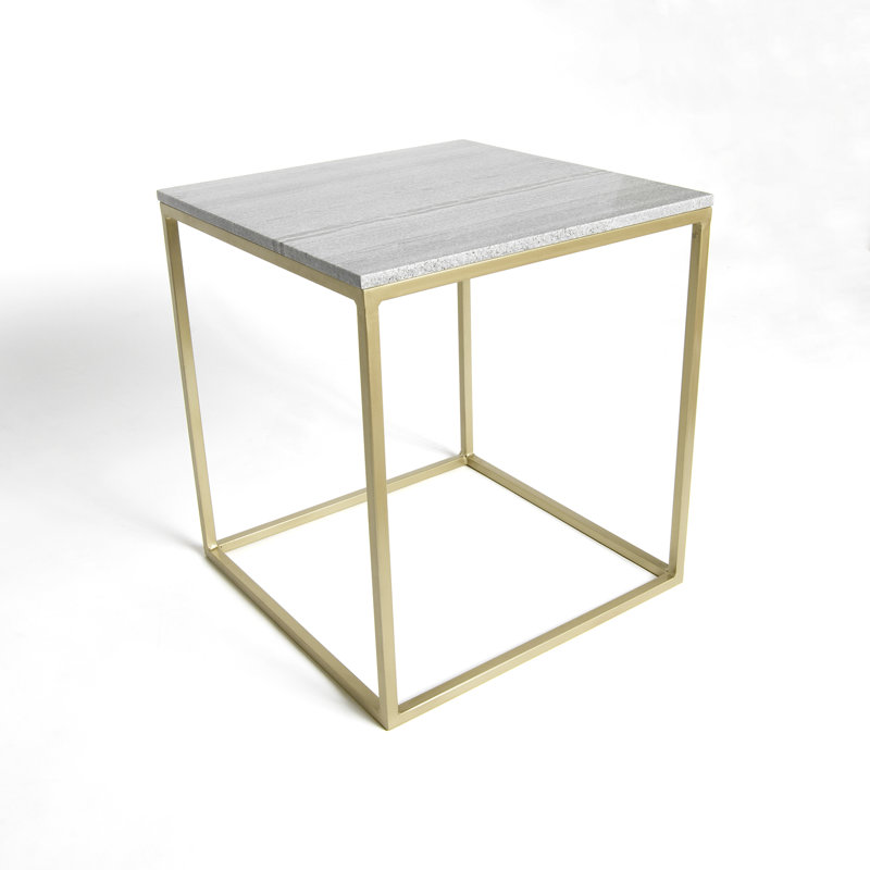 Gareth Marble Top End Table, Gray, Antique Brass