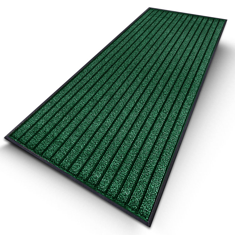 Kiyarah Non-Slip Striped Indoor / Outdoor Doormat, Rectanguar 80 x 300cm , Green