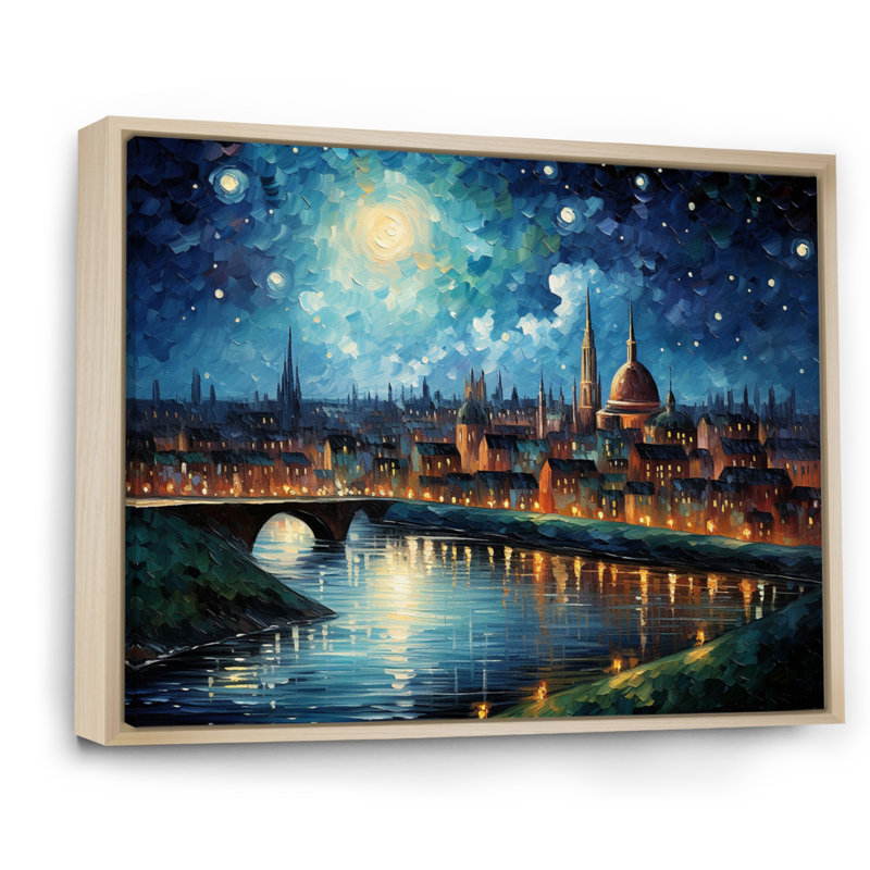 «Masterry Paris City The Starry Night III», reproduction sur toile, H 34 po x l 44 po, Cadre naturel flottant