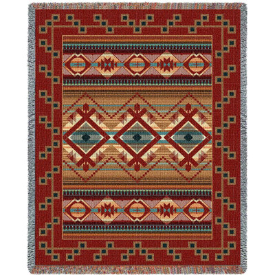 Couverture bleu sarcelle Pure Country Weavers Las Cruce - d'inspiration amérindienne du Sud-Ouest - cadeau tapisserie tissé à partir de coton - fabriqué aux États-Unis (72 x 54)