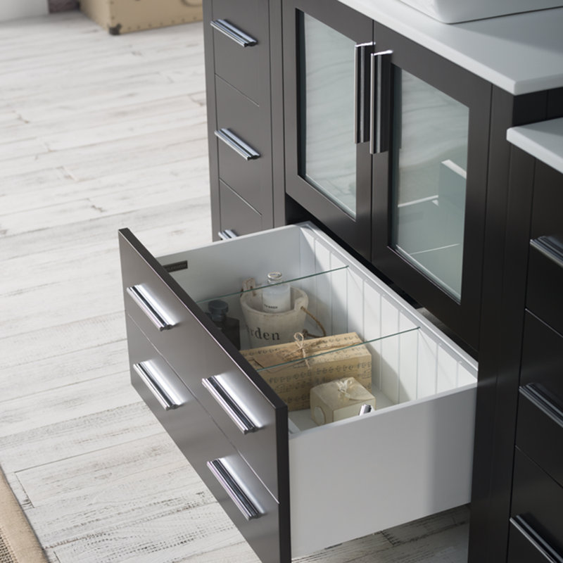 Ensemble de meuble-lavabo de salle de bain simple avec miroir 54 po Mance, Espresso