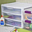 Petit système de rangement 3 tiroirs en plastique transparent Stérilite, blanc