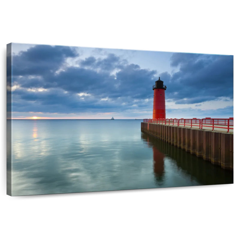 Aletra Red Milwaukee Lighthouse, 30" H x 45" W
