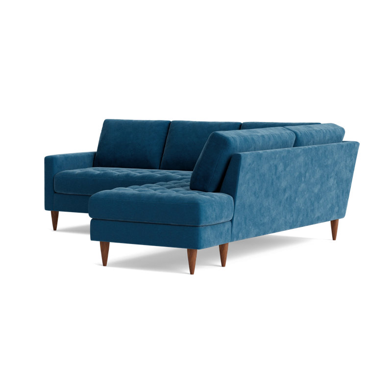 MCM Sectional With Bumper (95" X 95"), Right Hand Facing, Performance Velvet - Denim