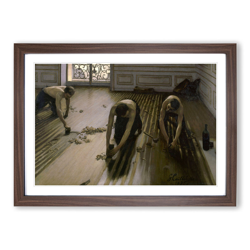The Floor Scrapers by Gustave Caillebotte - Picture Frame Painting, 36cm H x 48cm W x 2cm D, Walnut