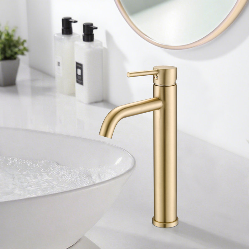 Modern Single Handle Waterfall Bathroom Faucet, Brushed Gold