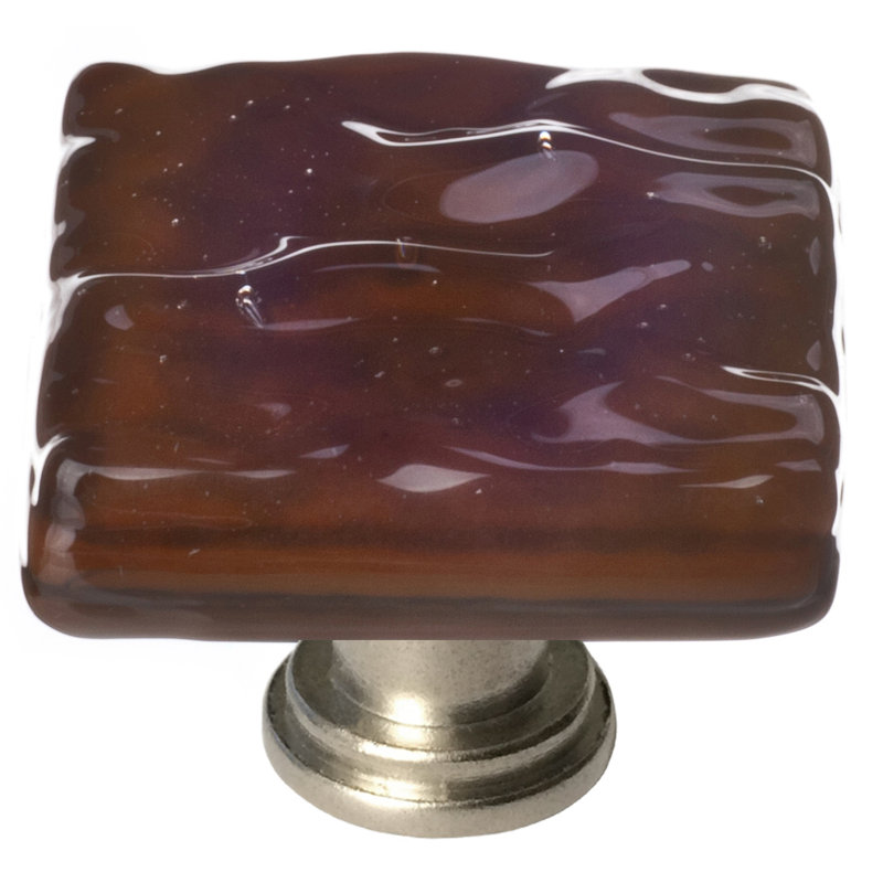 Glacier Square Knob, Satin Nickel, Woodland Brown