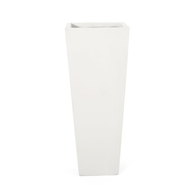 Cast Stone Planter - Tapered Design For Outdoor Spaces, 12.82L X 12.82W 32.21H, Matte White, Magnesium Oxide, No Assembly Required Oxide With Transform Your Backyard Decor,