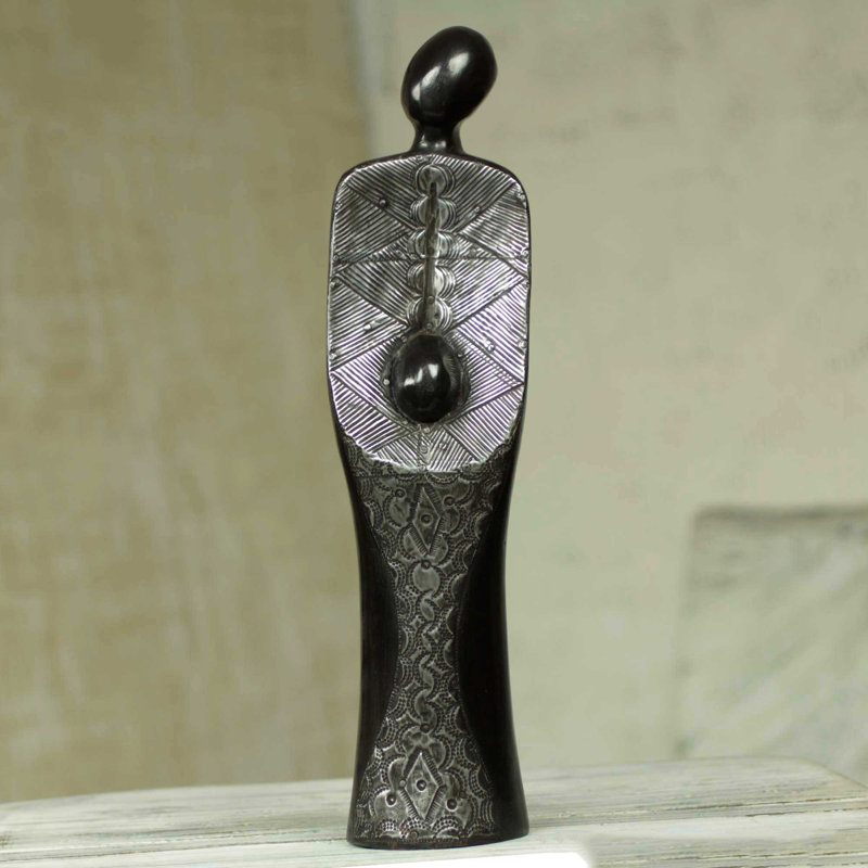Figurine en bois abstrait mère et enfant Dedrik