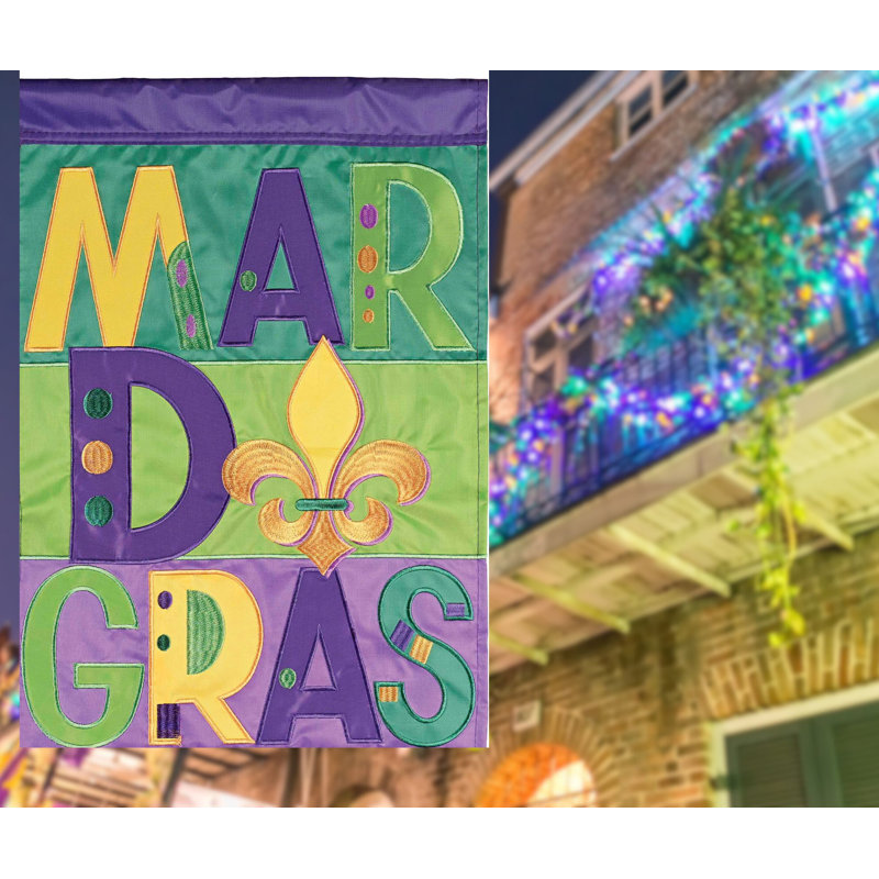 Drapeau de jardin à pois Mardi Gras