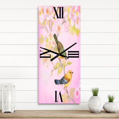 Horloge murale oiseaux lumineux sur une branche