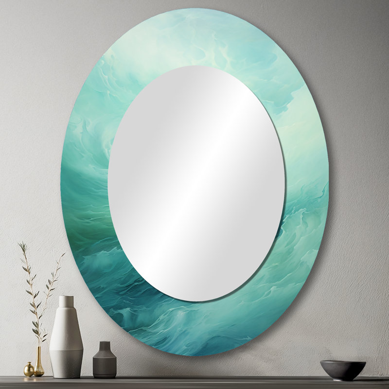 Miroir mural bleu sarcelle tempête et vague Expression, 43 po x 33 po