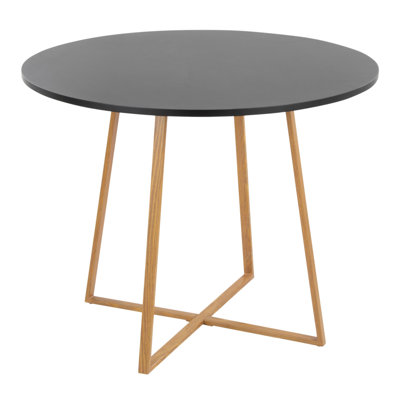 Dining Table in Natural Wood Transfer Metal and Black Mdf