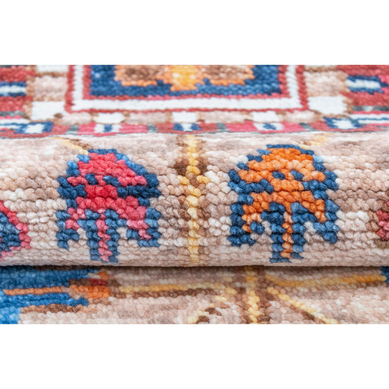 Wool Oriental Area Rug in Blue/Pink, Rectangle 9' x 12'