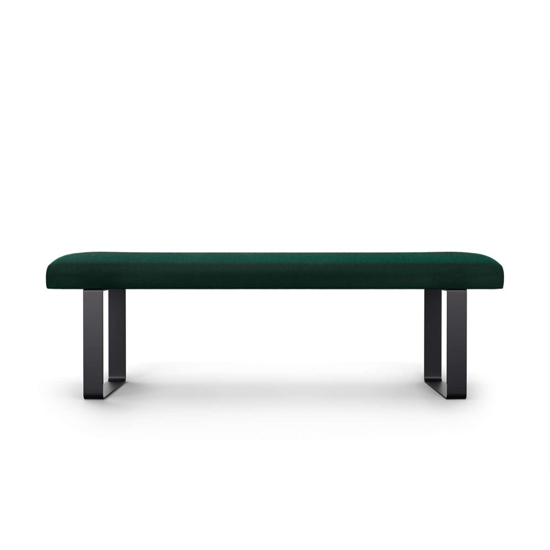 Naquaria Upholstered Bench, Dark Green/black