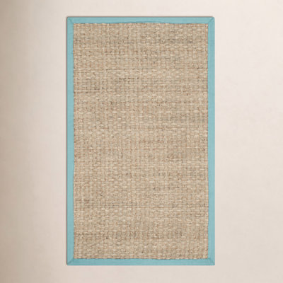 Natural Teal Bamboo Seagrass Rug